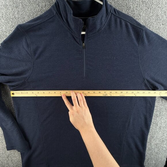 Orvis 1/4 Zip Sweatshirt Men 2XL Blue Soft Stretch Lightweight Rayon Blend Adult - Picture 6 of 13